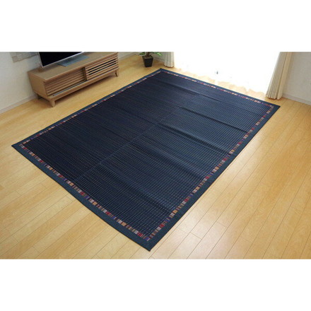 ラグ カーペット マット い草 中敷 い草ラグ エスニック柄 『NSエルム』 ブルー