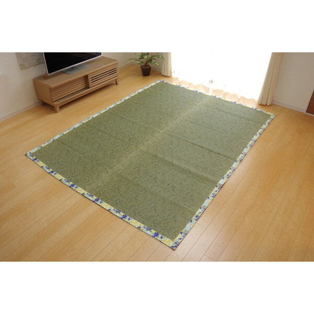 ラグ カーペット マット い草 中敷 い草ラグ 花柄 『NSフレグランス』 ブルー