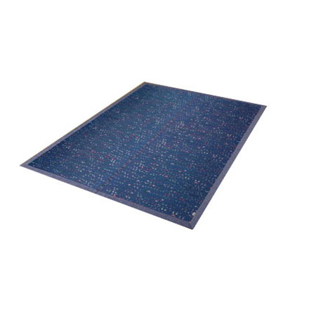 純国産 柳川段通 三重織 い草ラグカーペット 『柳川かすり』 ブルー 約191×191cm