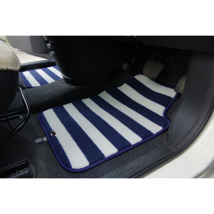 フロアマット カーマット 運転席 助手席 ベーシック ボーダー ロカ フロントマット ネイビー