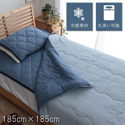寝具 掛け布団 肌布団 ダブル 洗える 冷感 涼感 接触冷感 パイル リバーシブル 約185×185cm