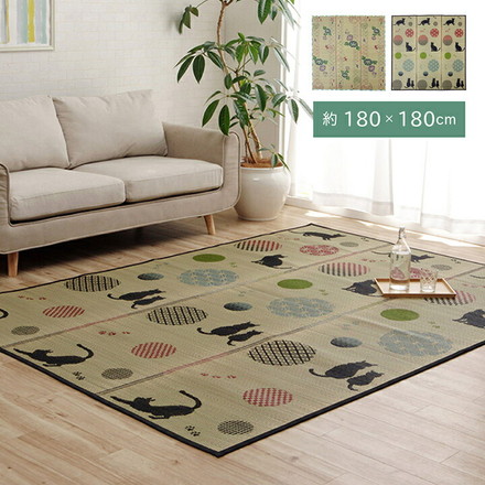 ラグ い草 金魚 和 風物詩 コンパクト 滑り止め不織布 自然素材 抗菌防臭 約180×180cm