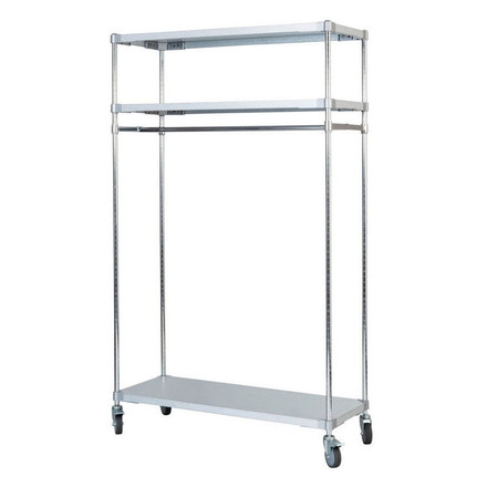 【燕三条製】 PROFACE ガルバリウムソリッドハンガーラック3段 460×1200×1800 クロムメッキポール