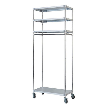 【燕三条製】 PROFACE ガルバリウムソリッドハンガーラック4段 460×900×2100 クロムメッキポール