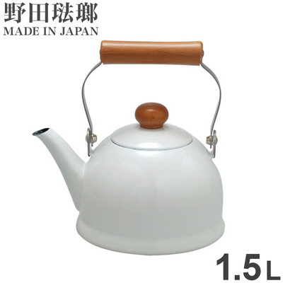 野田琺瑯 日本製 ポーチカ ケトル IH対応 1.5L やかん PO-1.5K POCHKA 湯沸かし ポット 天然木ハンドル