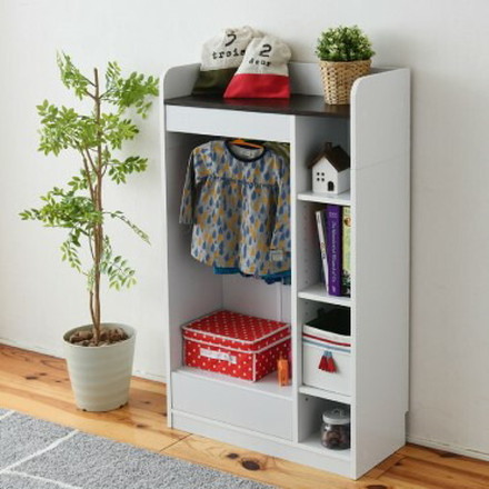 ハンガーラック マルチラック スリム 洋服 収納 幅70 奥行29 本棚 4段 ジュニアラック ラック 引き出し