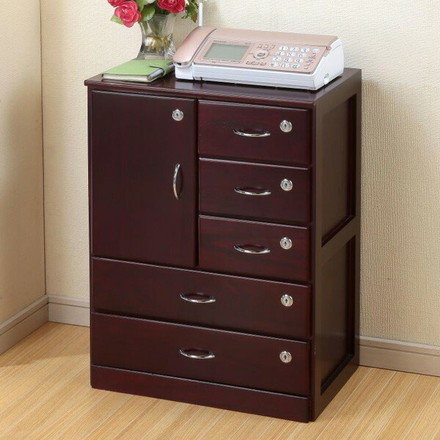 全段鍵付きチェスト 桐製 マルチチェスト FAX台 電話台 チェスト 鍵付き 書類収納
