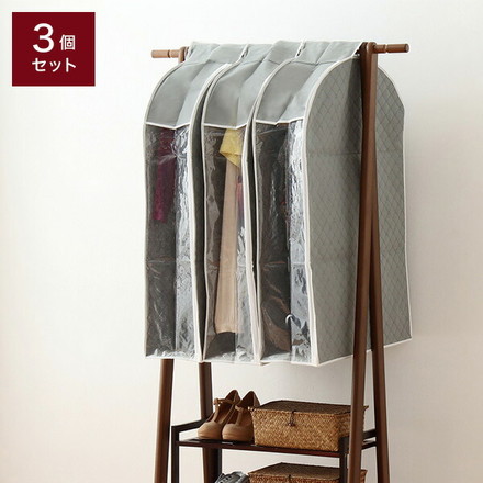 竹炭 衣類収納カバー 炭入り消臭 ショート 3個セット