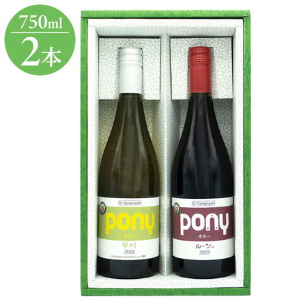 駒園 Pony 赤白2本 ワイン ワインセット 2本 赤白 紅白 日本 日本ワイン wine 山梨 塩山 甲州 ブラッククイーン 750ml