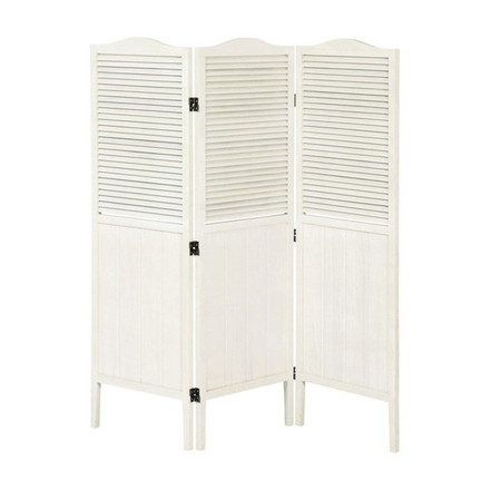パーティション ホワイトウォッシュ 3連衝立 間仕切り アンティーク調 レトロ 一人暮らし
