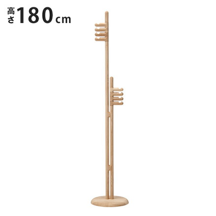 【日本製 コートスタンド ツインタイプ 北海道産 タモ材】 タモ オイル仕上げ コート 衣類収納 ポールハンガー