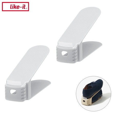 ライクイット (like-it) 靴収納 省スペース 収納量2倍くつホルダー スリム 2P 約幅8x奥26x高13.5cm ホワイト 日本製 SHS-01 スニーカー収納 男女兼用