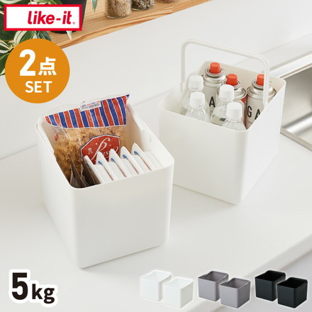 ライクイット ハンドル付きストックケース ワイド 2P 内分別 密閉 5kg 抗菌 シンク下 ライスストッカー 日本製 ホワイト