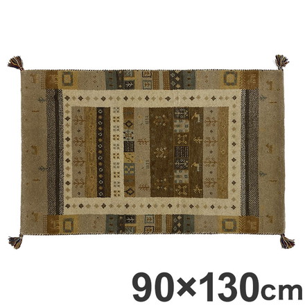 ラグ 90×130cm 冬柄 断熱 ウール コットン 天然素材