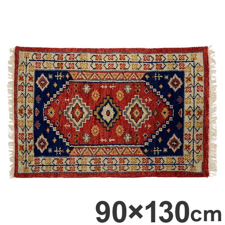 ラグ 90×130cm 冬柄 断熱 ウール コットン 天然素材