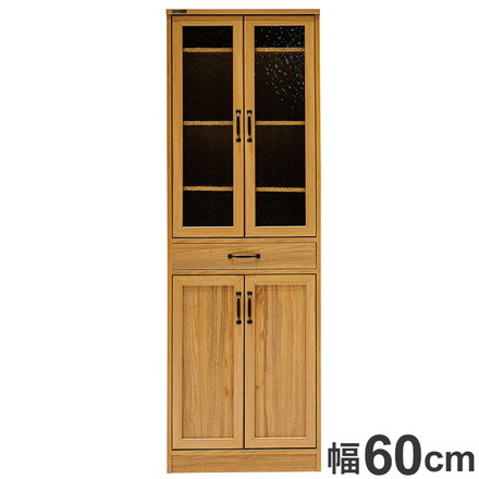 食器棚 幅60cm カントリー調 ガラス調 扉 木目調 シンプル モダン ハイタイプ 北欧 モダン 収納棚