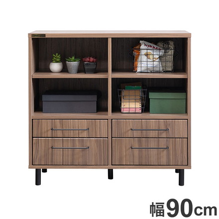 キャビネット 幅90cm 木目調 オープン収納 レンジ台