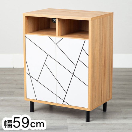 59キャビネット カトレア NA 収納棚 扉付き リビング 収納家具 シェルフ シンプル モダン 棚 本棚 家具