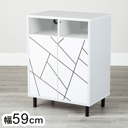 59キャビネット カトレア WH 収納棚 扉付き リビング 収納家具 シェルフ シンプル モダン 棚 本棚 家具