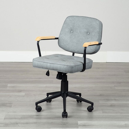 肘付ガス圧チェアー エイム GY デスクチェア 昇降式 ソフトレザー オフィスチェア イス PCチェア