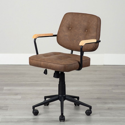 肘付ガス圧チェアー エイム BR デスクチェア 昇降式 ソフトレザー オフィスチェア イス PCチェア