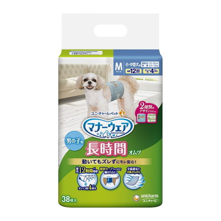 ユニチャーム マナーウェア 長時間オムツ 男の子用 Mサイズ 38枚x1 小型犬用 中型犬用