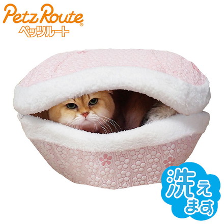 ペッツルート 猫用ベッド 夏用 ひんやり マカロン おはなピンク