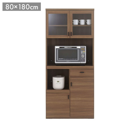 フナモコ スマートキッチン レンジボード SKD-81R リアルウォールナット ブラウン 木目 幅80 高さ180cm