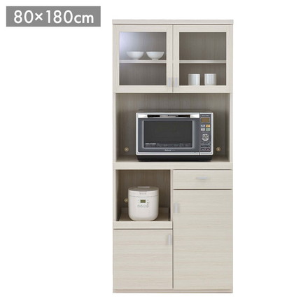 フナモコ スマートキッチン レンジボード SKS-81R ホワイトウッド ホワイト 木目 幅80 高さ180cm