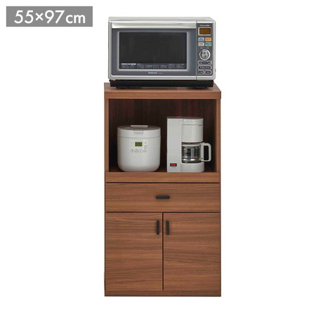 フナモコ スマートキッチン レンジカウンター SRD-55LC リアルウォールナット ブラウン 木目 幅55 高さ97cm