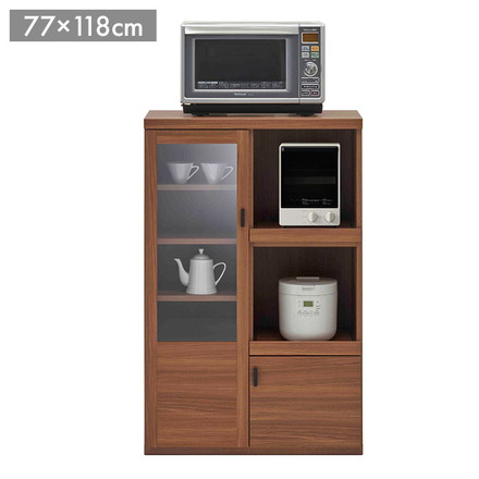 フナモコ スマートキッチン ハイカウンター SRD-76C リアルウォールナット ブラウン 木目 幅77 高さ118cm