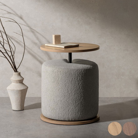 サイドテーブル スツール テーブル 天板下収納 スツールセット ラウンド天板 ソファ横 ブラウン