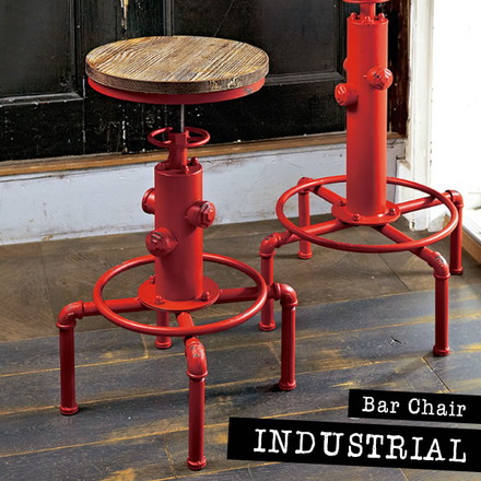 バーチェア INDUSTRIAL(インダストリアル) カウンターチェア チェア 椅子 いす レッド