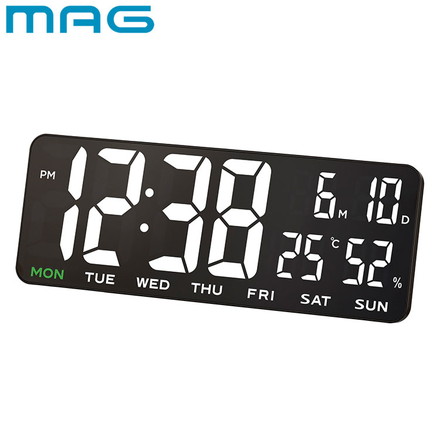 MAG(マグ) 掛け時計 置き時計 インテリア LED USB電源 温度計 湿度計 温湿度計 カレンダー