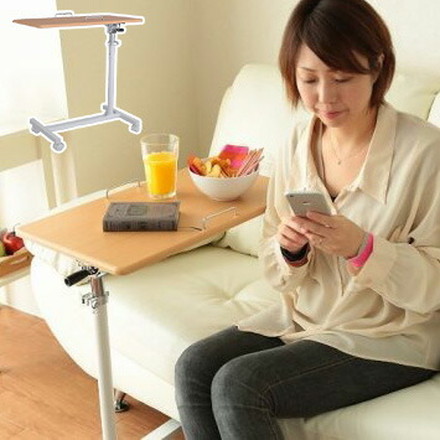 サイドテーブル 昇降式 角度調整 マルチテーブル キャスター付き 昇降テーブル リフトテーブル