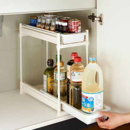 伸晃 キッチン収納シンク下スライドラック2段 スリム SS-304