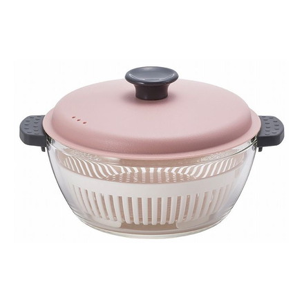 耐熱ガラス 調理鍋 1.5L 電子レンジ&オーブンにも使える 耐熱ガラス鍋 かわいい ピンク LLG485 ロック&ロック レンチン 調理用品