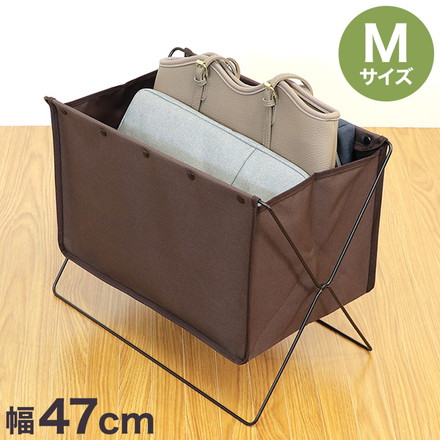 収納ボックス フロアーラック ボックスタイプM ブラウン ベストコ 荷物置き 折りたたみ 収納 荷物 便利 コンパクト カバン置き 収納ケース カゴ 手荷物 軽量 持ち運び 汚れにくい シンプル 無地