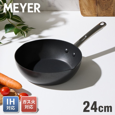 MEYER マイヤー フライパン 24cm深型 ガス火 IH対応 PFOAフリー ミニマル Minimul ブラック 黒 ステンレス