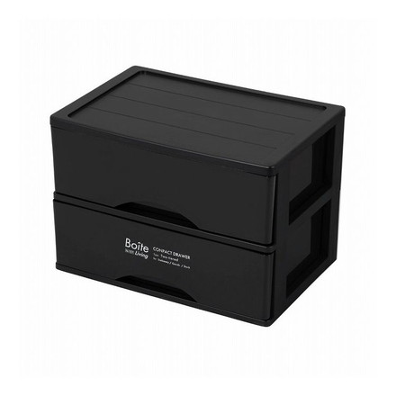 ベストコ 書類 小物 収納ケース A4 引き出し 卓上 2段 ブラック MA-4131 Boiteリビング