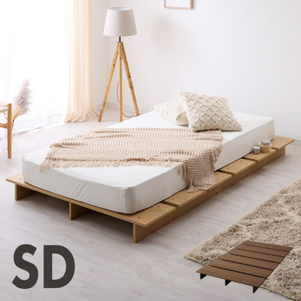 ベッドフレーム ロータイプ フロアベッド セミダブル すのこベッド ウォールナット