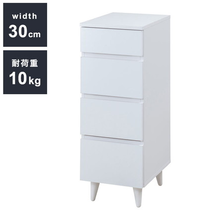 WHITE LIV 幅30 奥行40 高さ80 チェスト 4段 30cm ホワイト フレンチシャビー 収納家具
