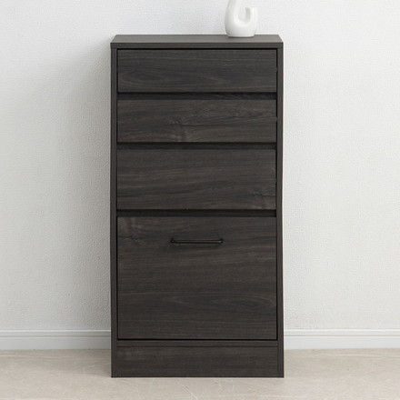 Blacker LV スリムチェスト 幅45 4段 ブラック 背面化粧仕上げ すきま ラック サイドボード 窓下