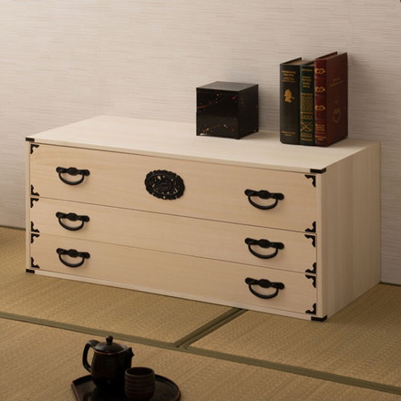 室町 桐箪笥 3段 幅100 高さ43 白木 和ダンス 和タンス 和箪笥 着物用 日本製 引き出し 保管 クローゼット