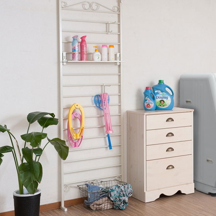 Curly ラダーラック 突っ張り パーテーション 幅65 アイボリー 日本製 店舗 什器 メルヘン ディスプレイ