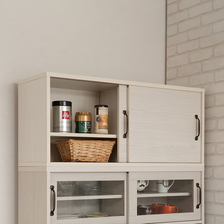 Late キッチンボード用上置き 幅90 ホワイト 木目 カップボード 食器棚 レンジ台 レンジボード ラック