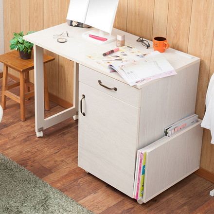Hime ネイルテーブルワゴン ホワイト 折りたたみ式 引出し付き ネイルサロン デスク テーブル 机 ワークデスク