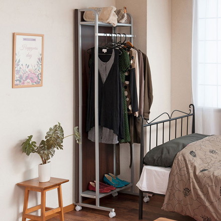 パーテーション幅60 ダークブラウン ハンガーラックタイプ キャスター キャスター付き ハンガーラック 衣類収納 薄型