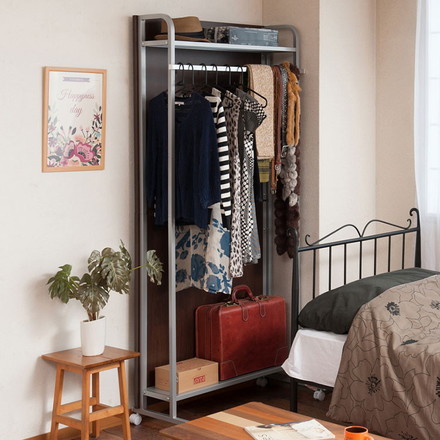 パーテーション幅90 ダークブラウン ハンガーラックタイプ キャスター キャスター付き ハンガーラック 衣類収納 薄型