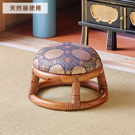 仏前用 ラタン 丸型 ミニスツール 天然籐 金襴正座椅子 イス 椅子 チェア 正座椅子 ラタンチェア 籐 仏壇 和室 法事 仏前 1脚